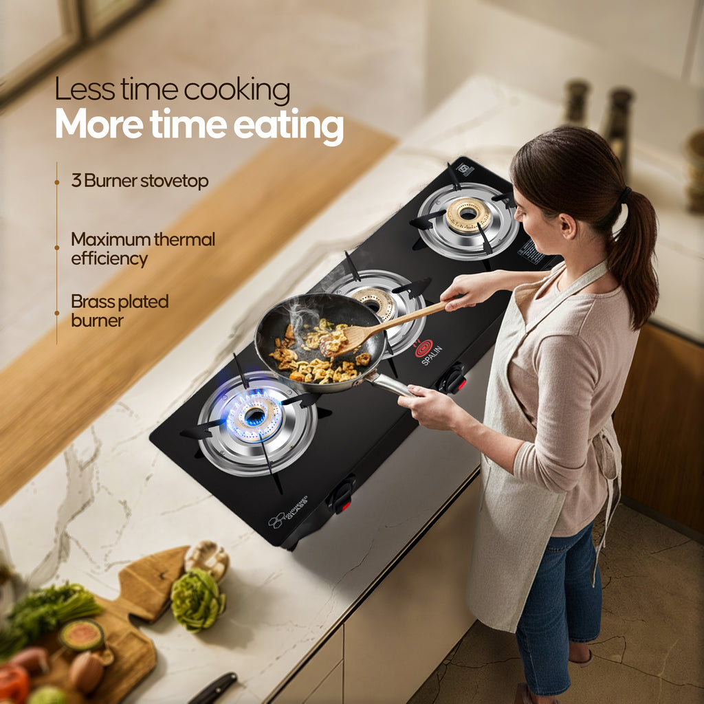 3 BURNER GAS STOVE — AUTOMATIC